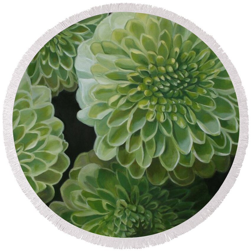 Flowers Round Beach Towel featuring the painting Macro Flora by Jan Lawnikanis