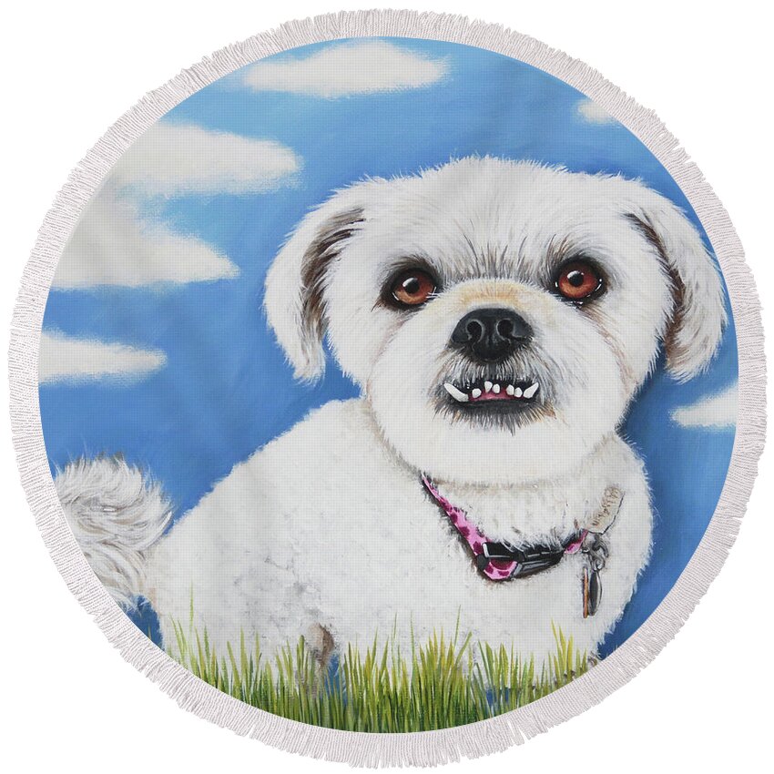 Maddie Round Beach Towel featuring the painting Maddie's sky by Lucia Stewart