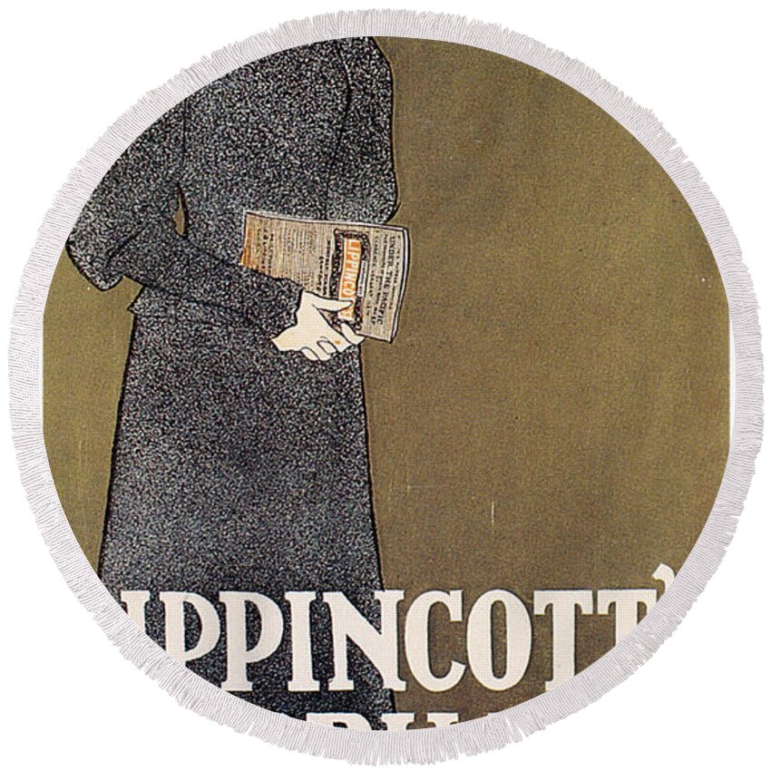 1897 Round Beach Towel featuring the photograph Magazine: Lippincotts by Granger