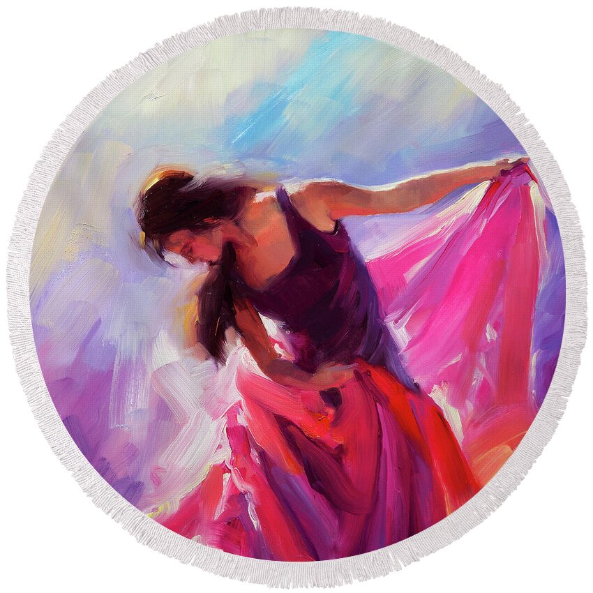 Woman Round Beach Towel featuring the painting Magenta by Steve Henderson
