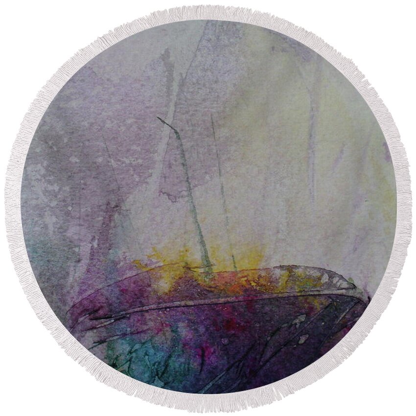 Contemporary Round Beach Towel featuring the painting Magic Time by Mary Sullivan