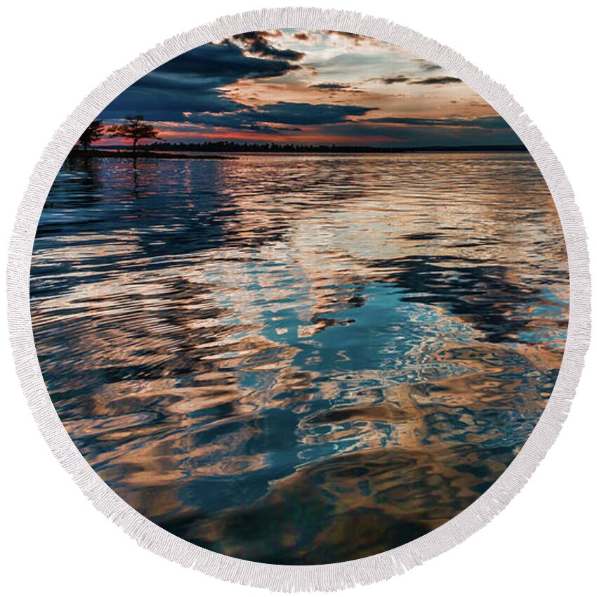 Higgins Lake Round Beach Towel featuring the photograph Magic Water by Joe Holley