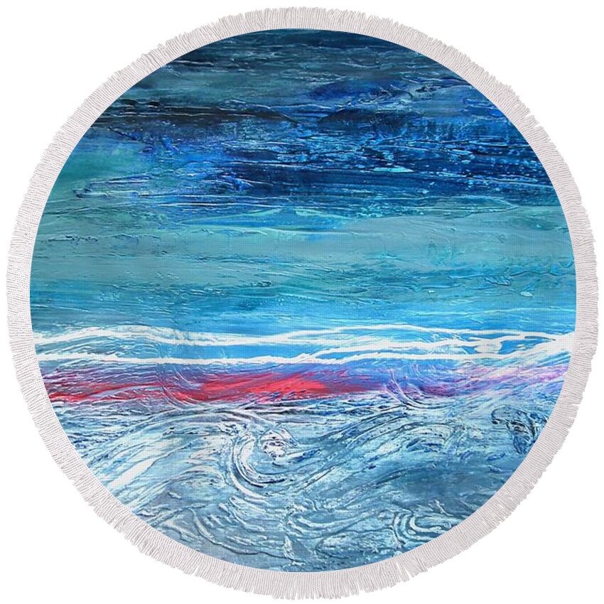 Art Round Beach Towel featuring the painting Magnificent Morning Abstract Seascape by Kristen Abrahamson
