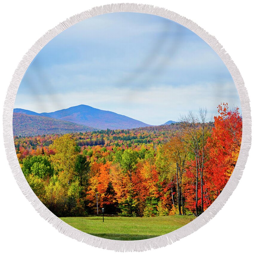 Strong Round Beach Towel featuring the photograph Maine Fall by Alana Ranney