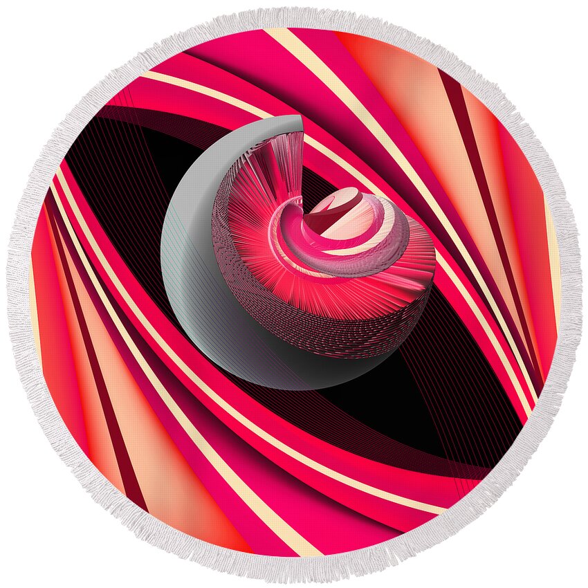 Pink Round Beach Towel featuring the digital art Making Pink Planets by Angelina Tamez