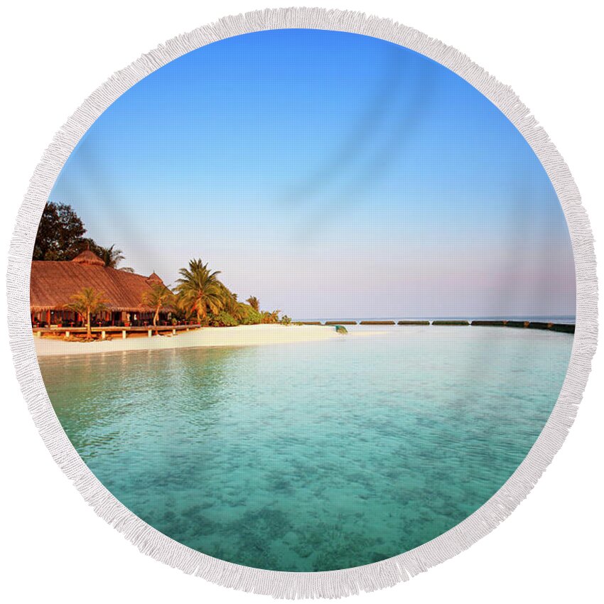 Maldives Round Beach Towel featuring the photograph Maldives Morning by Ian Good