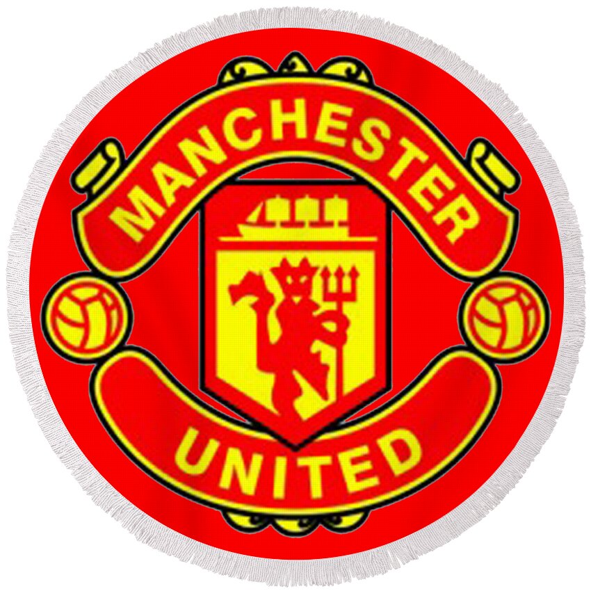 Manchester United Round Beach Towel featuring the digital art Manchester United by Rawa Rontek
