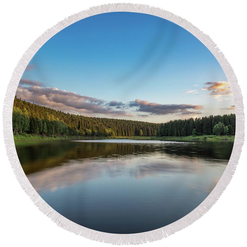 Nature Round Beach Towel featuring the photograph Mandelholz, Harz by Andreas Levi