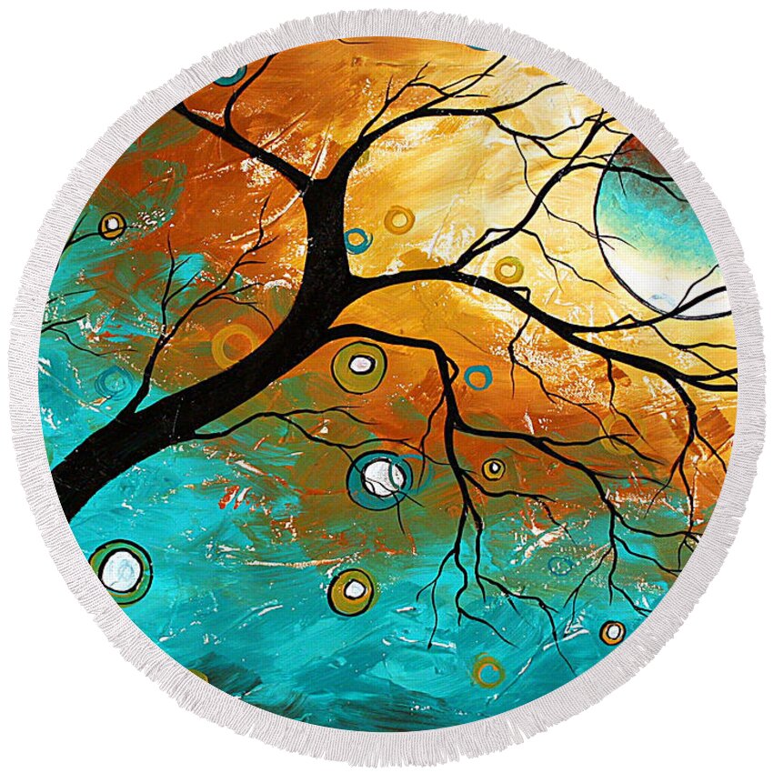 Art Round Beach Towel featuring the painting Many Moons Ago by MADART by Megan Aroon