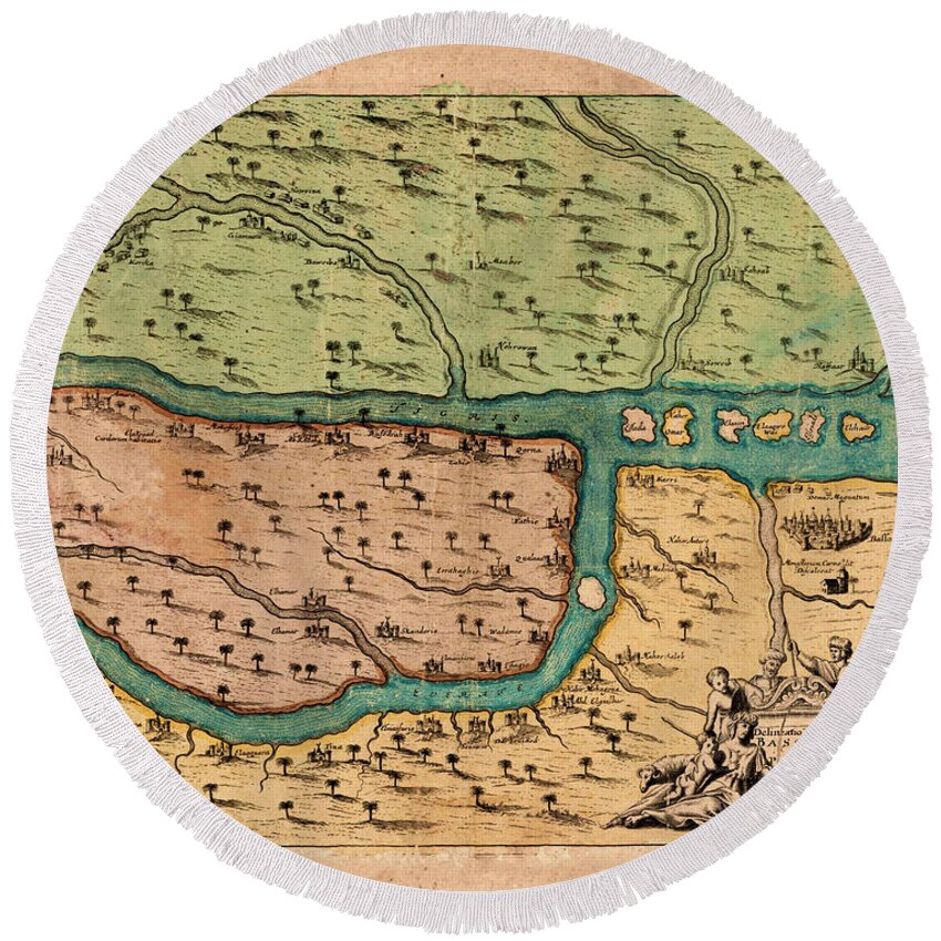 Map Of Iraq Round Beach Towel featuring the photograph Map Of Iraq 1680 by Andrew Fare