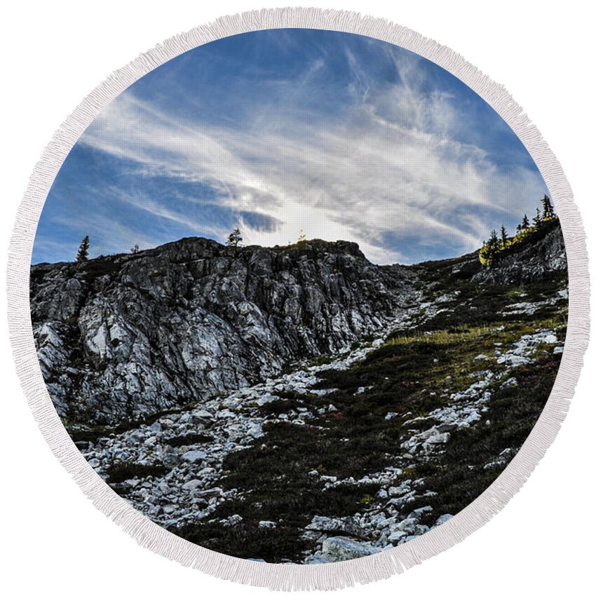Footpath Round Beach Towel featuring the photograph Maple Pass Loop Rocks by Pelo Blanco Photo