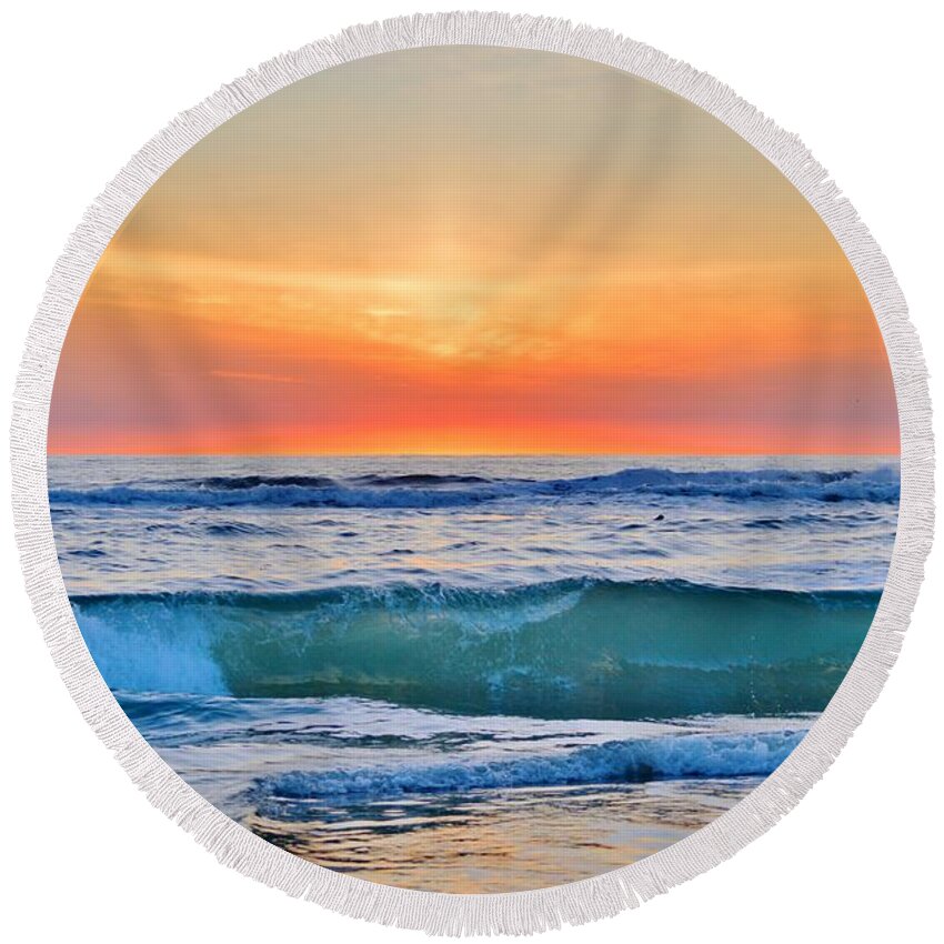 Obx Sunrise Round Beach Towel featuring the photograph March Sunrise 3/6/17 by Barbara Ann Bell