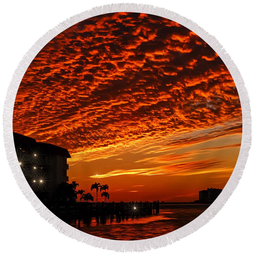 Coast Round Beach Towel featuring the photograph Marco Sunset No.9 by Mark Myhaver