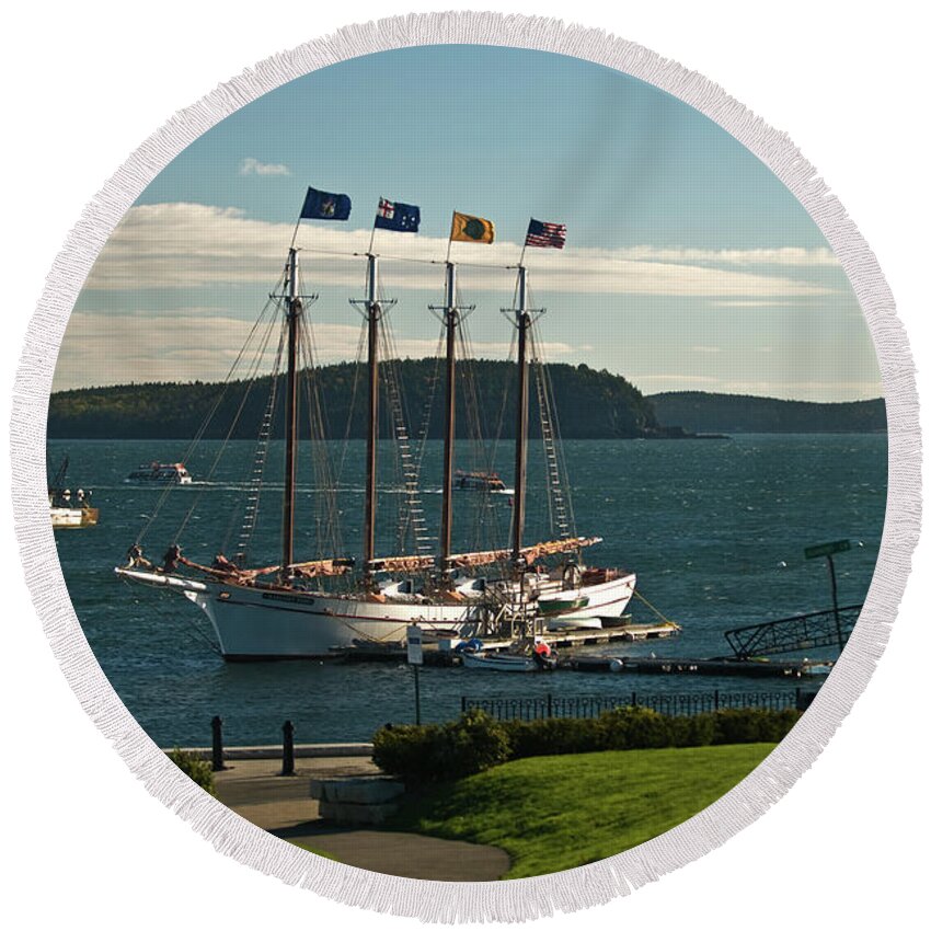 margaret Todd Round Beach Towel featuring the photograph Margaret Todd - Bar Harbor Icon by Paul Mangold