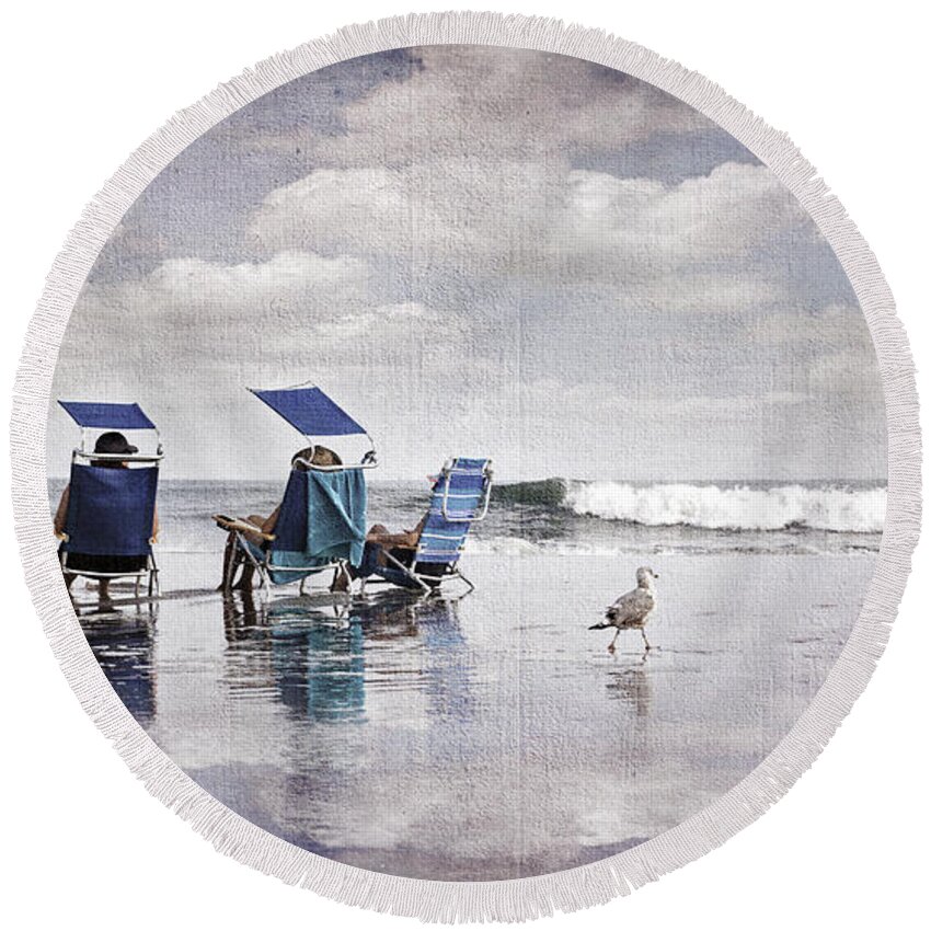 Water Round Beach Towel featuring the photograph Margate Beach Relaxation by Alissa Beth Photography