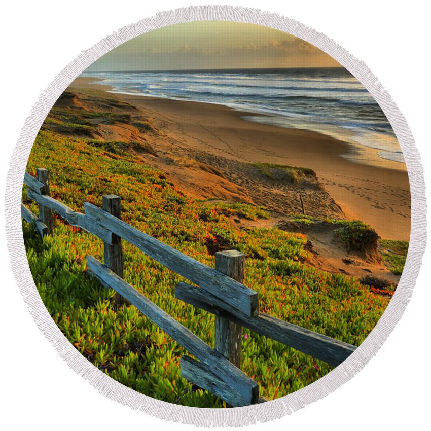 Point Reyes Round Beach Towel featuring the photograph Marin County Golden Glow by Adam Jewell