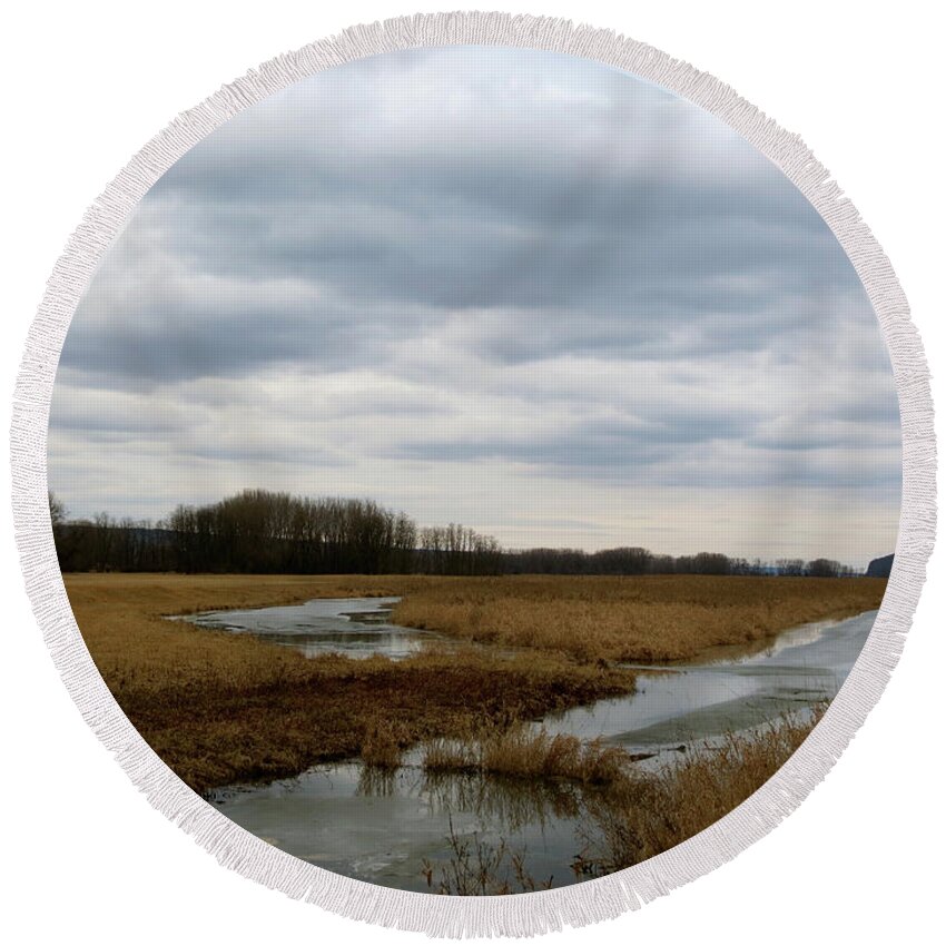 Marsh Round Beach Towel featuring the photograph Marsh Day by Azthet Photography