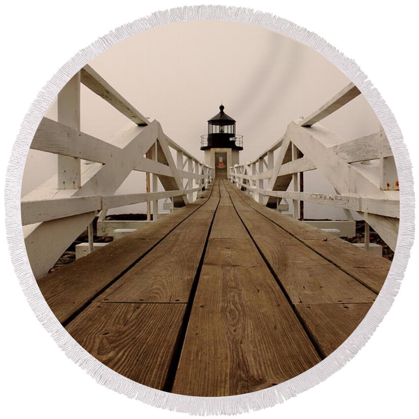 Seascape Round Beach Towel featuring the photograph Marshall Point Fog by Doug Mills
