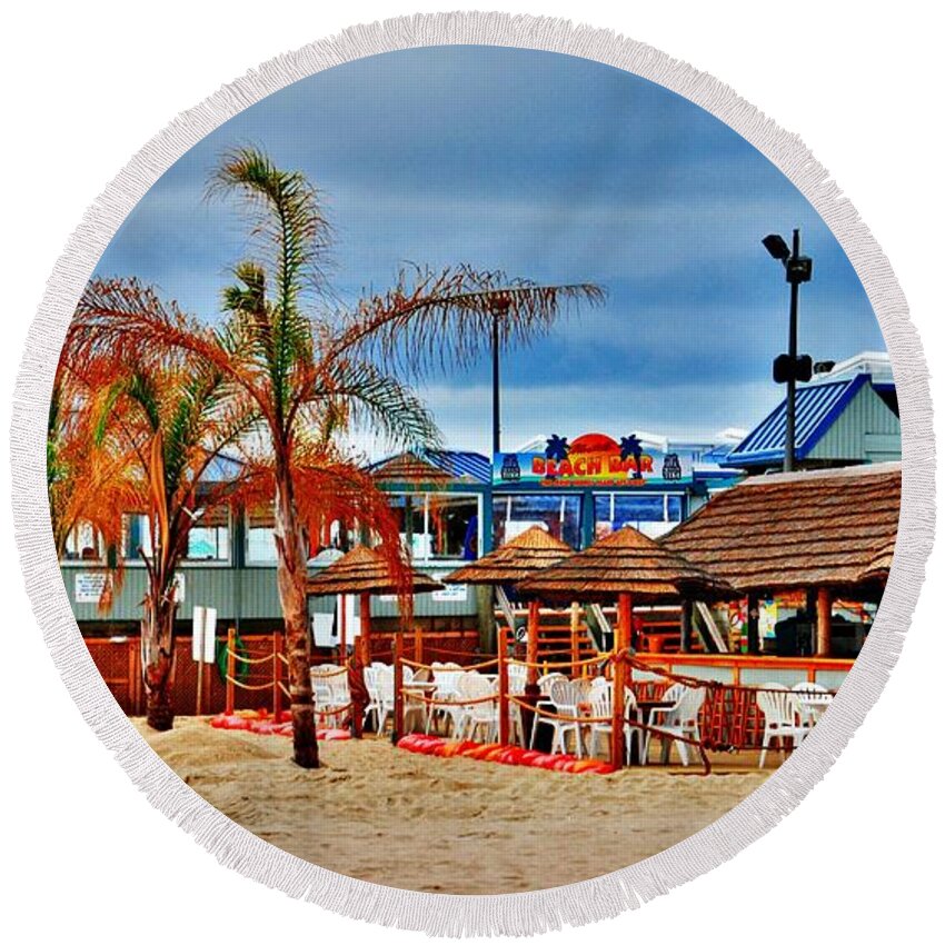 Jersey Shore Round Beach Towel featuring the photograph Martells On The Beach - Jersey Shore by Angie Tirado