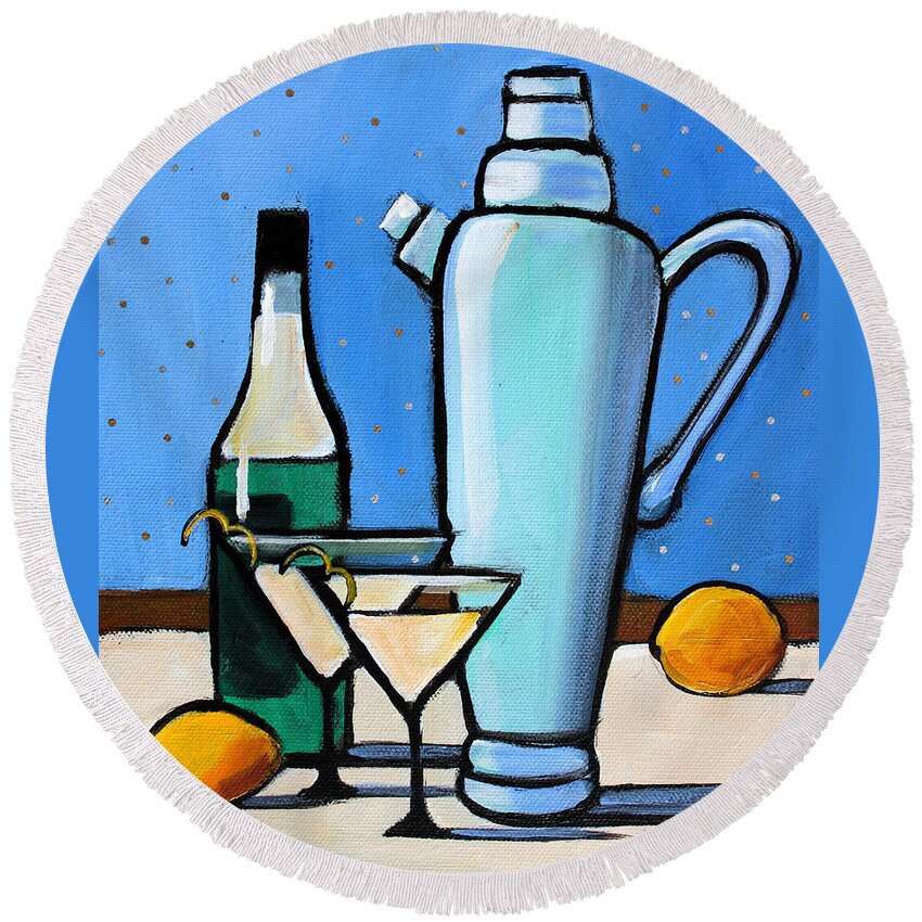 Martini Round Beach Towel featuring the painting Martini Night by Toni Grote