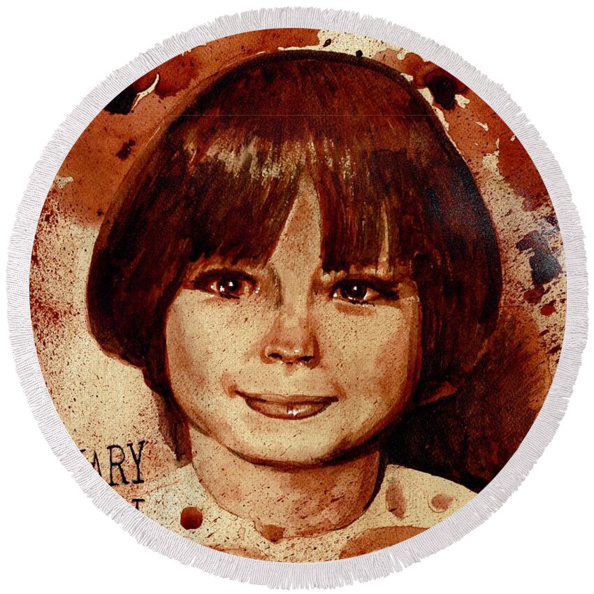 Mary Bell Round Beach Towel featuring the painting MARY BELL dry blood by Ryan Almighty