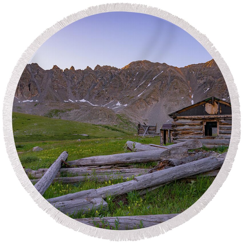 Colorado Round Beach Towel featuring the photograph Mayflower Homestead by Darren White
