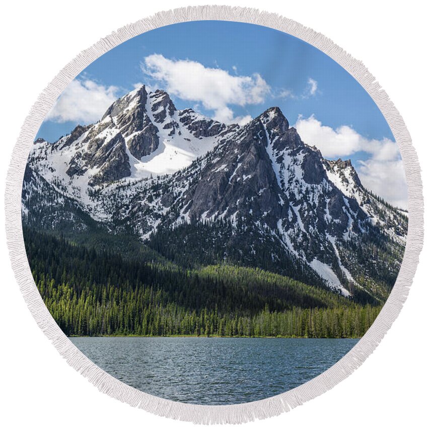 Idaho Round Beach Towel featuring the photograph McGown Peak by Aaron Spong