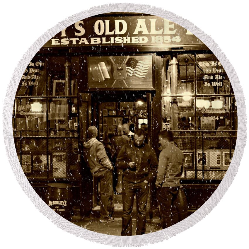 Mcsorley's Old Ale House Round Beach Towel featuring the photograph McSorley's Old Ale House by Randy Aveille