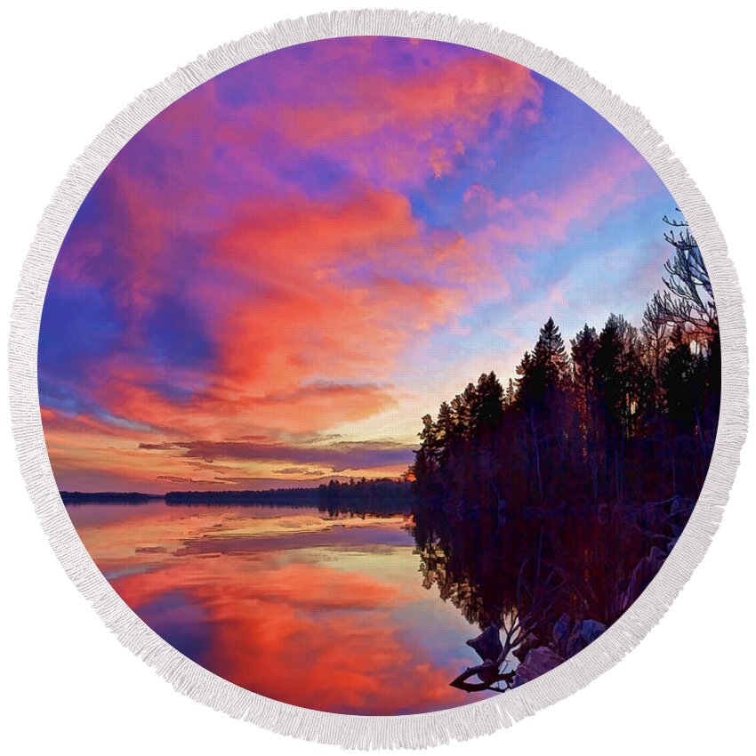 Nature Round Beach Towel featuring the photograph Meddybemps Reflections 2 by ABeautifulSky Photography by Bill Caldwell