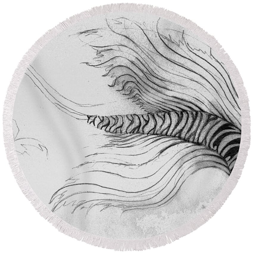  Round Beach Towel featuring the drawing Megic Fish 3 by James Lanigan Thompson MFA
