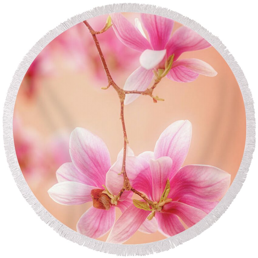 Flowers Round Beach Towel featuring the photograph Melodies Of Spring by Philippe Sainte-Laudy