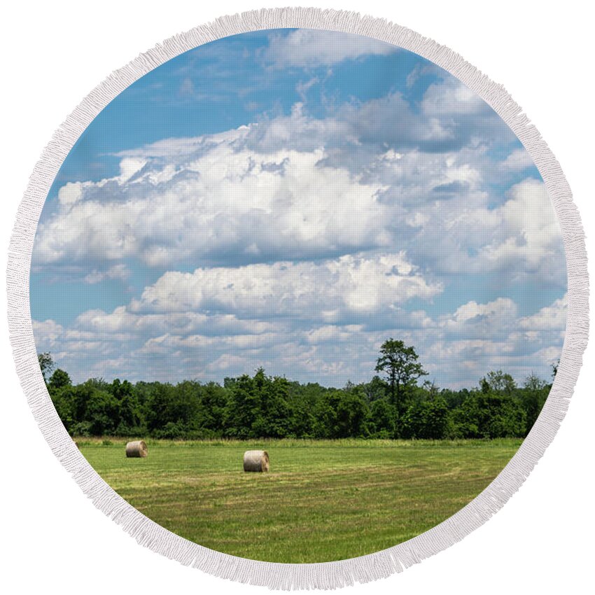 Lawrence Township Round Beach Towel featuring the photograph Mercer County Landscape by Steven Richman