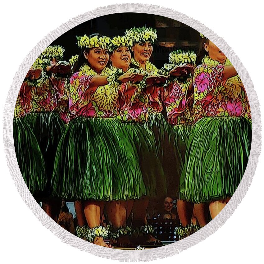 Merrie Monarch Round Beach Towel featuring the photograph Merrie Monarch 2017 by Craig Wood