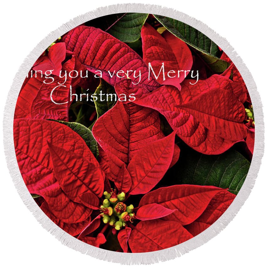 Background Round Beach Towel featuring the photograph Merry Christmas by Ann Bridges
