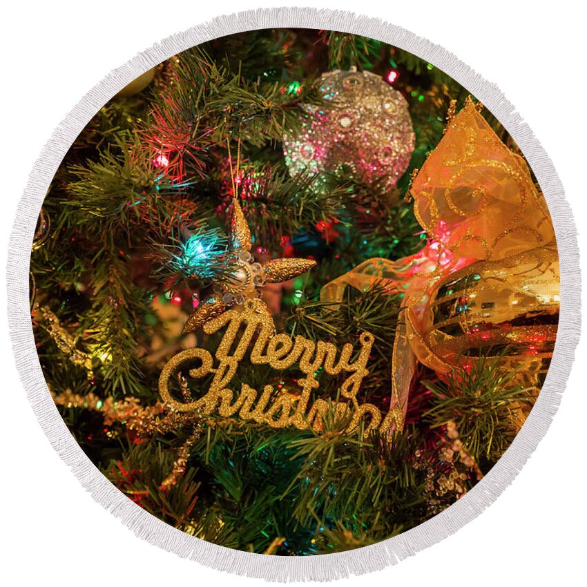 Christmas Round Beach Towel featuring the photograph Merry Christmas by Dennis Hedberg