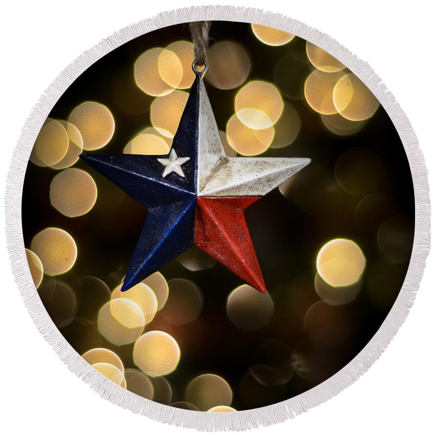 Merry Christmas Texas Round Beach Towel featuring the photograph Merry Christmas Texas by Kelly Wade