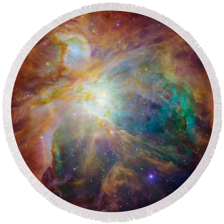 Orion Round Beach Towel featuring the photograph Orion Nebula by Nasa Jpl