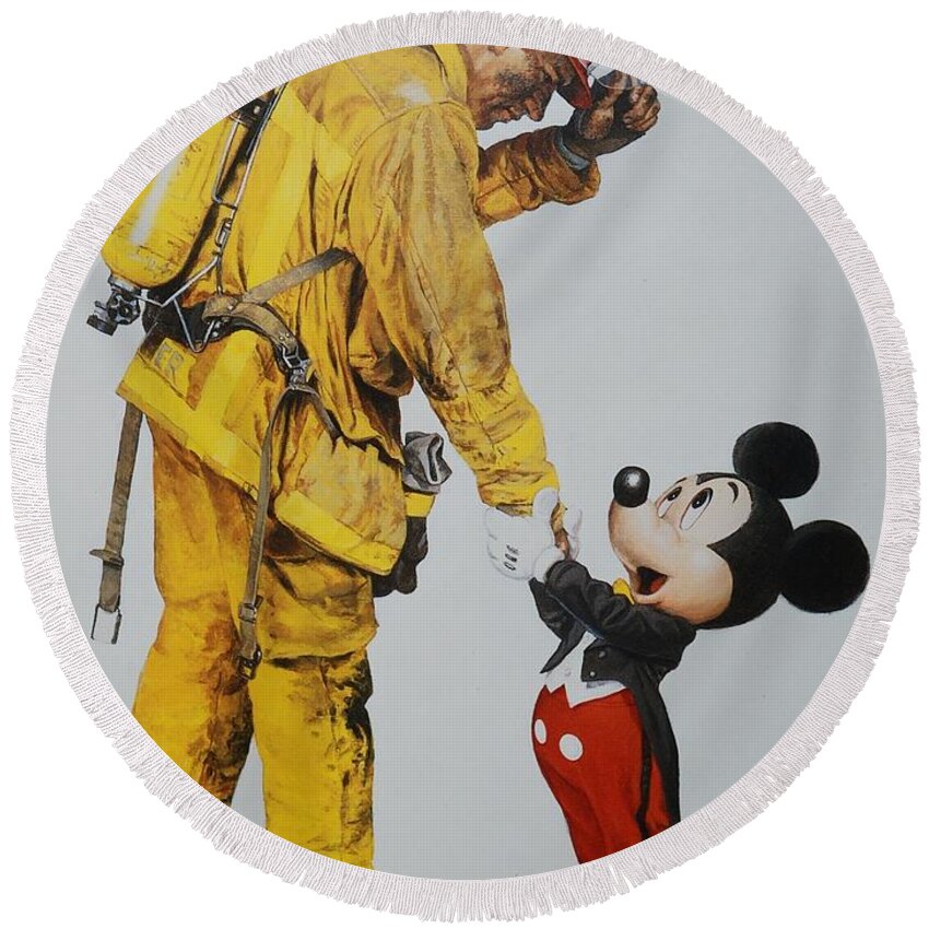 Walt Disney World Round Beach Towel featuring the photograph Mickey And The Bravest by Rob Hans