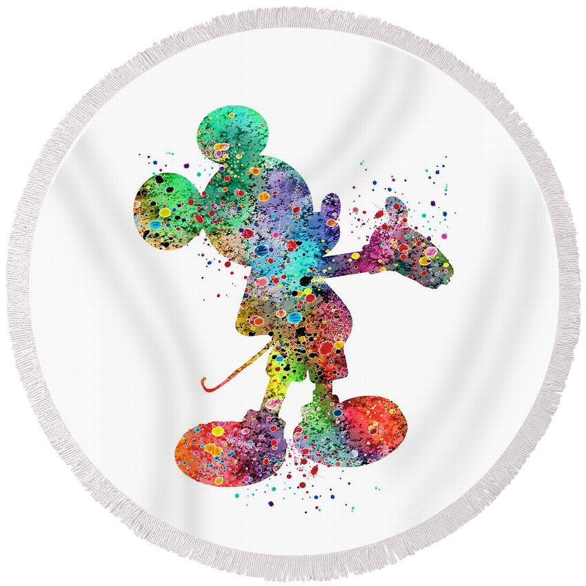 Mickey Mouse Round Beach Towel featuring the digital art Mickey Mouse 3 Art Print by White Lotus