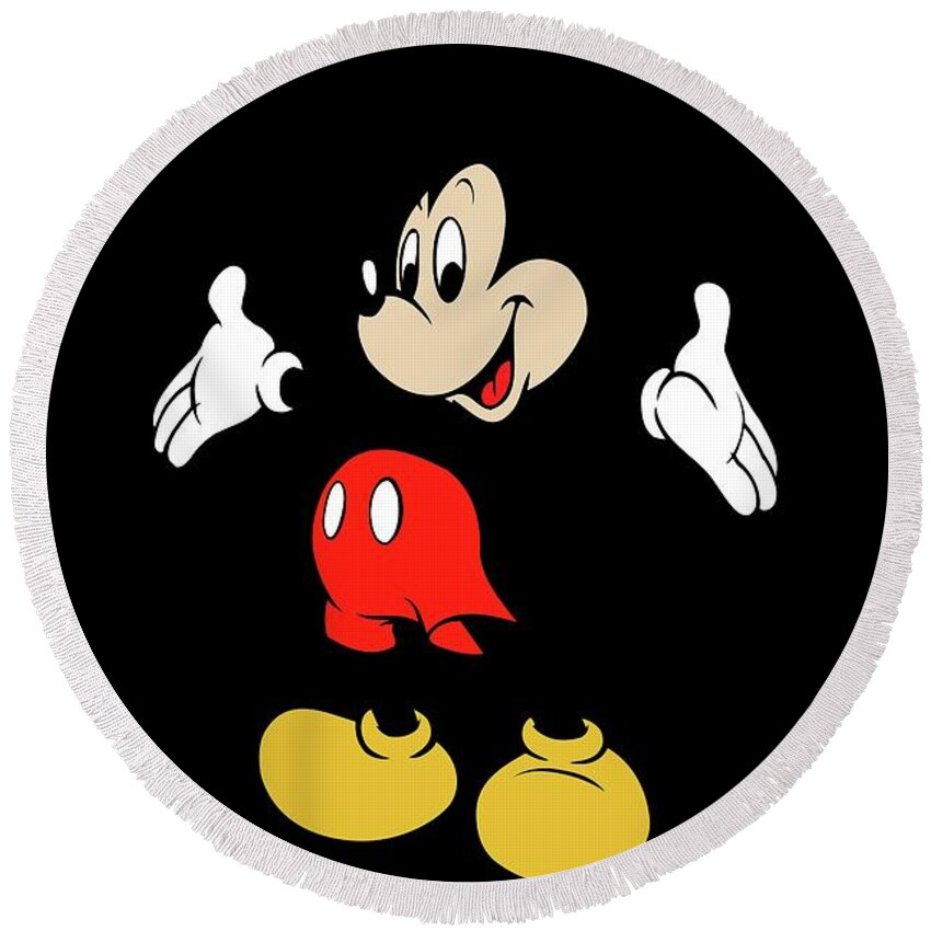 Mickey Round Beach Towel featuring the digital art Mickey by Movie Poster Prints