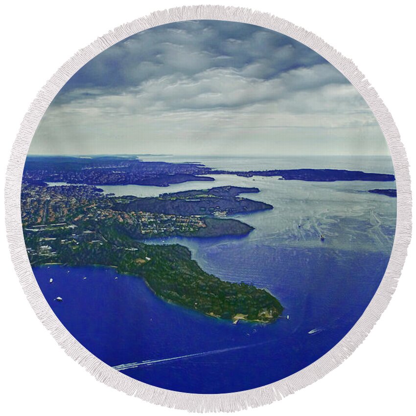 Sydney Harbour Round Beach Towel featuring the photograph Middle Head and Sydney Harbour by Miroslava Jurcik