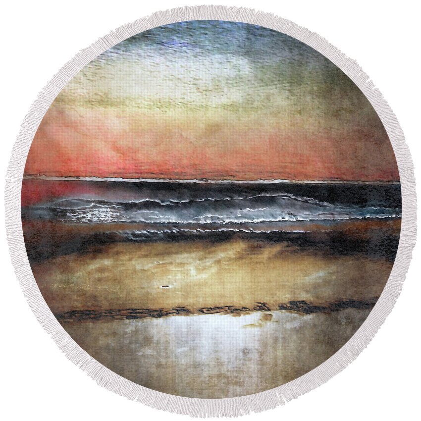 Seascape Round Beach Towel featuring the digital art Midnight Sands Gloucester by Sand And Chi