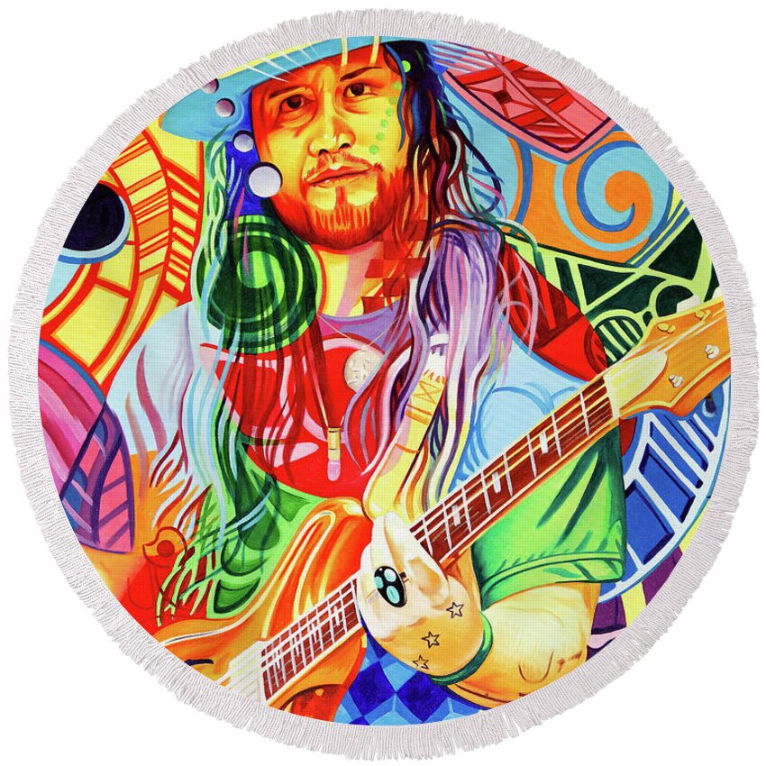 Twiddle Round Beach Towel featuring the painting Mihali Savoulidis by Joshua Morton