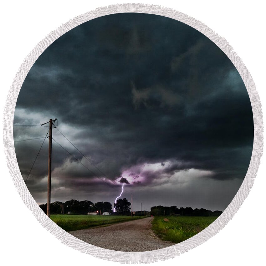 Lightning Round Beach Towel featuring the photograph Mikey's Lightning by Eric Benjamin