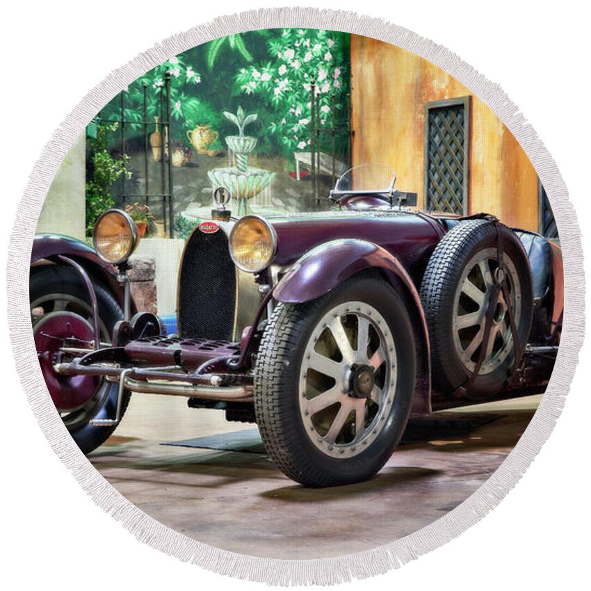 Automotive Museum Round Beach Towel featuring the photograph Mile-a-minute by Eduard Moldoveanu