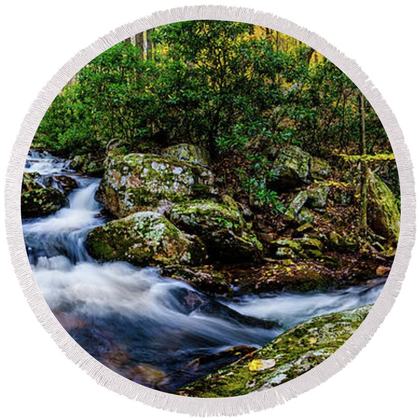 Landscape Round Beach Towel featuring the photograph Mill Creek in Fall #4 by Joe Shrader