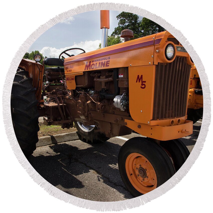 Tractor Round Beach Towel featuring the photograph Minneapolis-Moline M5 by Mike Eingle