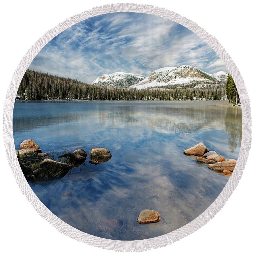 Lake Round Beach Towel featuring the photograph Mirror Lake by Scott Read