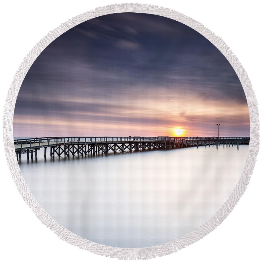 North Beach Round Beach Towel featuring the photograph Missed It By That Much by Edward Kreis