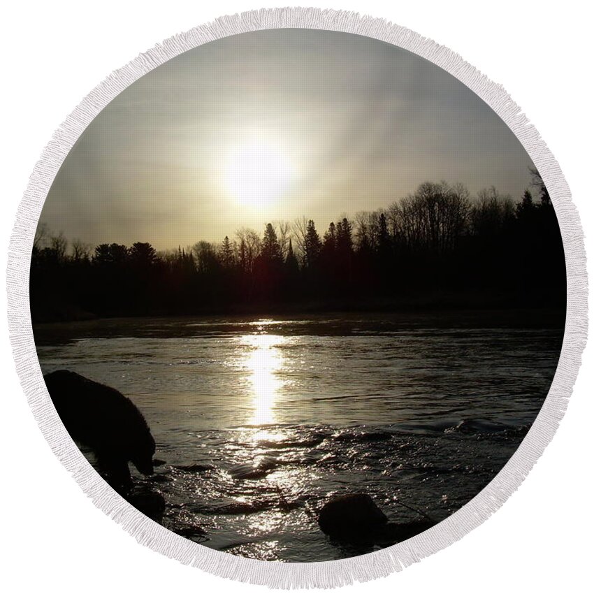 Mississippi River Round Beach Towel featuring the photograph Mississippi river Sunrise reflection by Kent Lorentzen